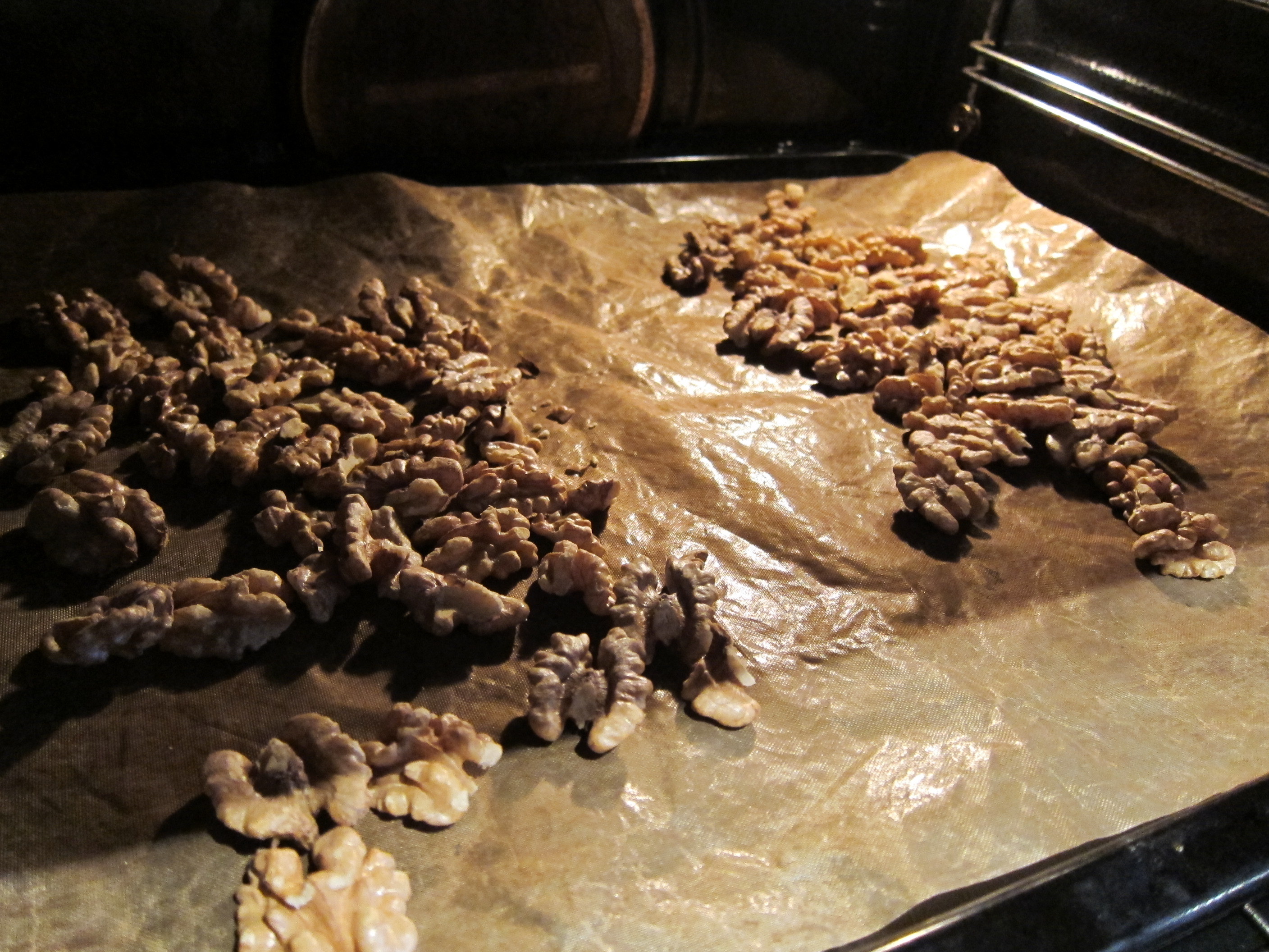 Walnuts being roasted