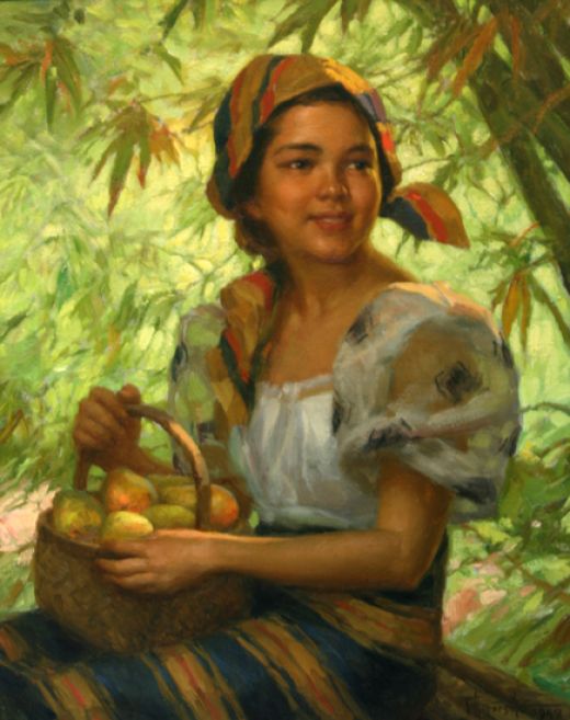 A Basket of Mangoes, by Amorsolo 1949