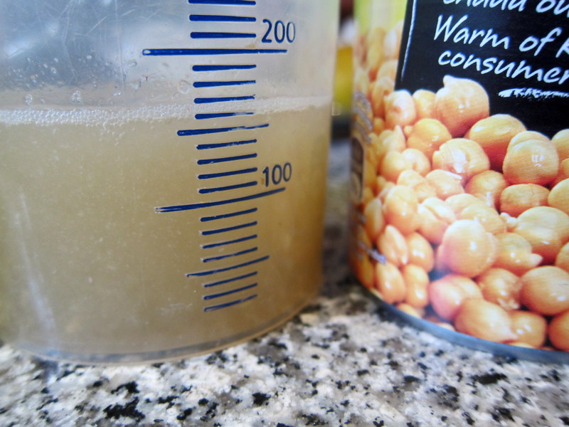 The amount of aquafaba found in a typcial can of chickpeas should be enough for about 3-4 batches of sorbet