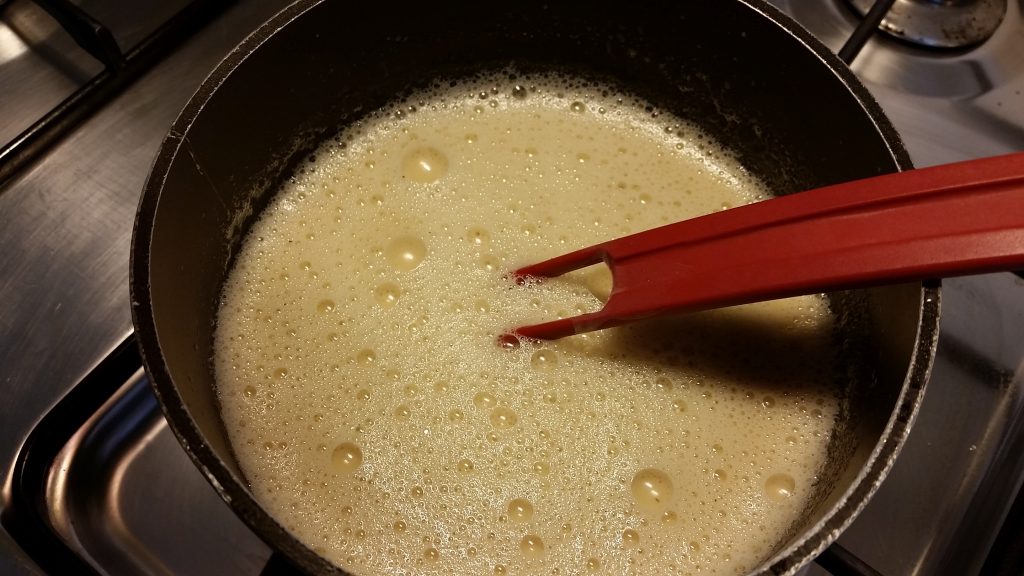 The quick, modern way to make ice cream base-custard: Put the dairy, the sugar and the egg yolks in a sauce pan, mix and heat!