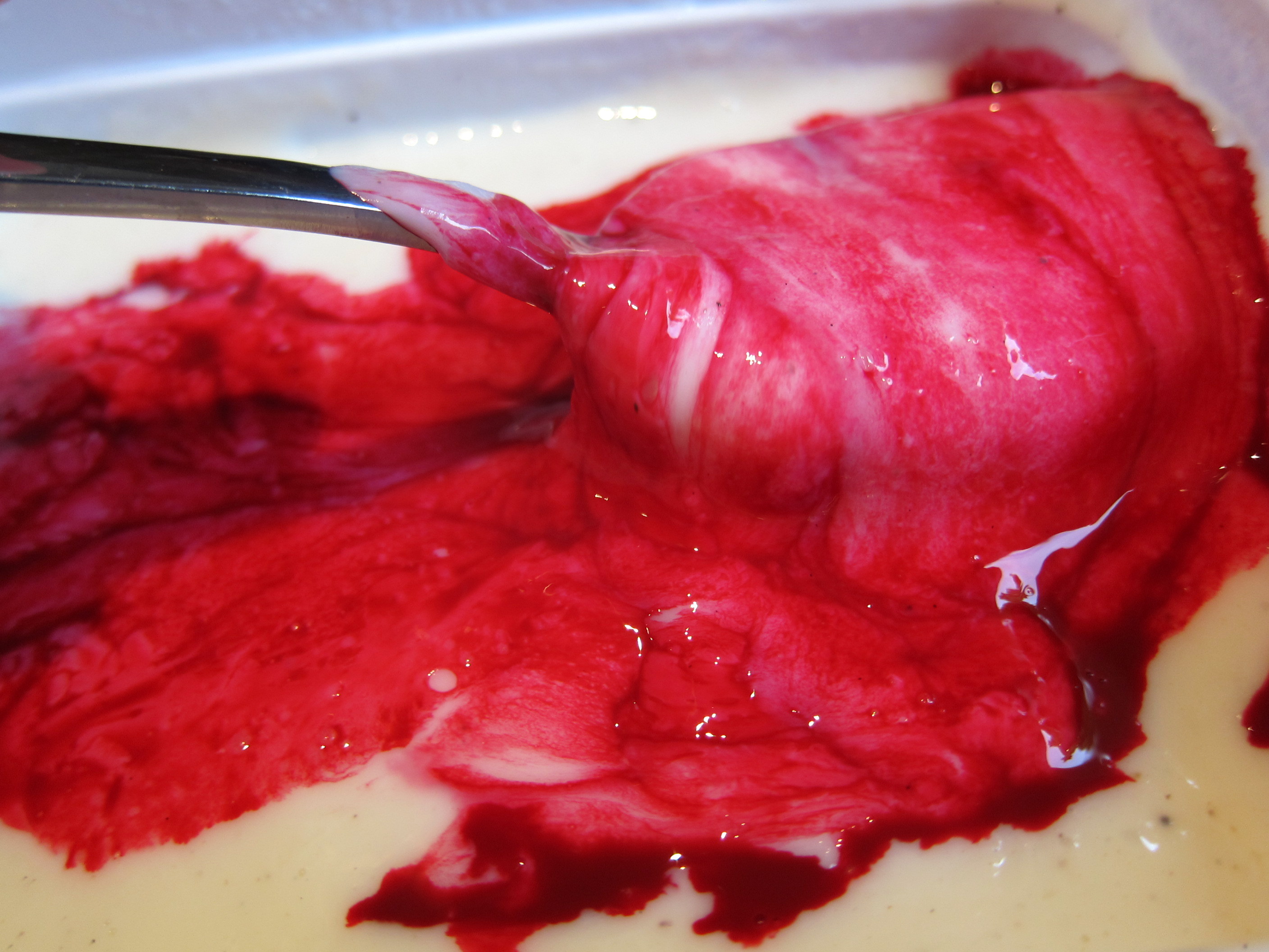 Yet another horrific ice cream, this time coloured disturbingly red 