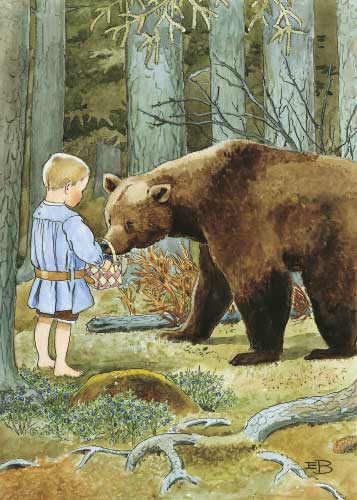 Swedish culture seems to have a blueberry bias: Little Olle in the popular, classic children's song "Mother's little Olle" probably saves his life unwittingly by offering his blueberries to the hungry bear he encounters.